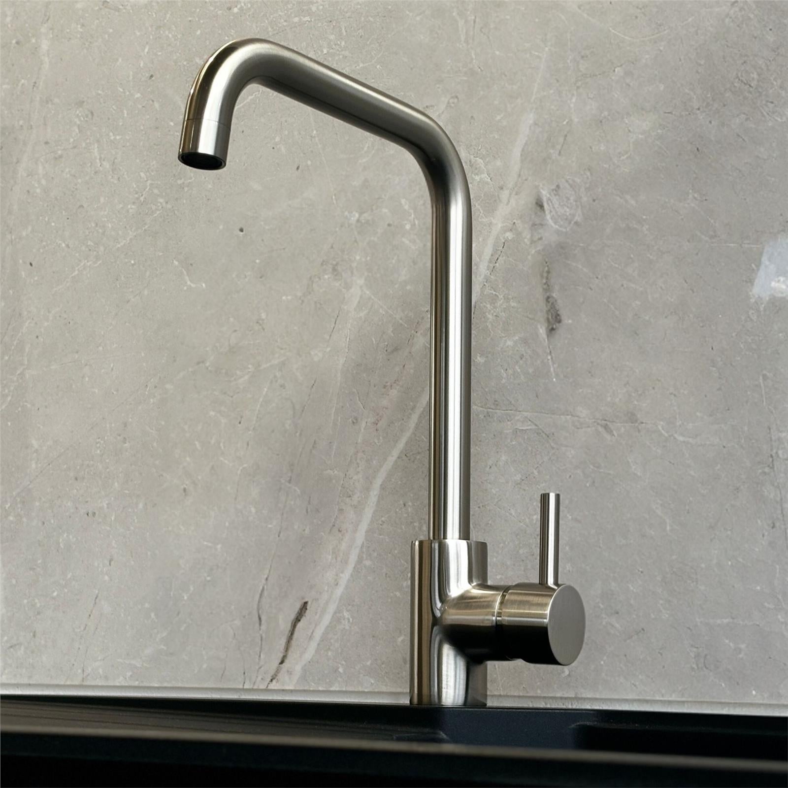 Liquida W10BN D-Shape Monobloc Single Lever Brushed Nickel Kitchen Mixer Tap